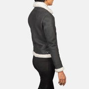 
Sherilyn B-3 Schwarz Leder-Bomberjacke für Damen – alternate product view 5