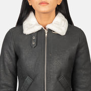 
Sherilyn B-3 Schwarz Leder-Bomberjacke für Damen – alternate product view 6