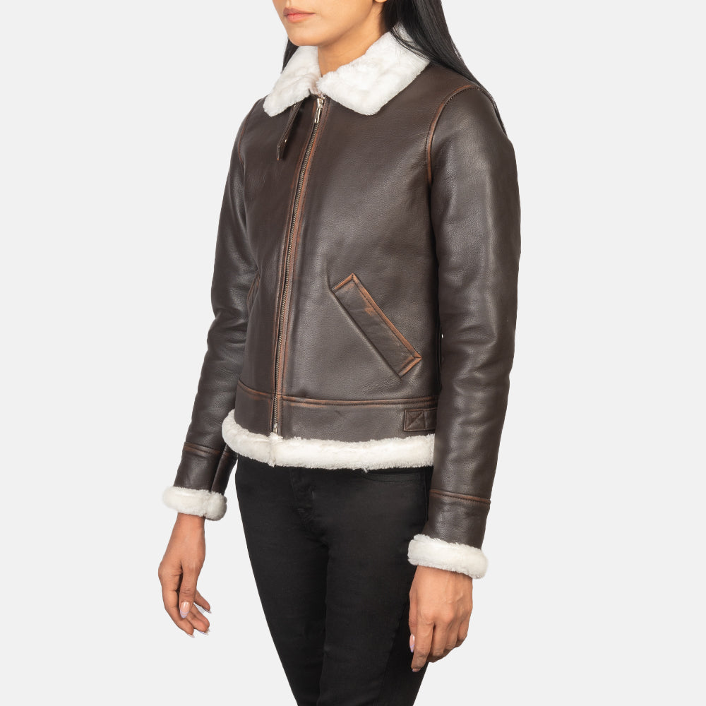 
Sherilyn B-3 Schwarz Leder-Bomberjacke für Damen – alternate product view 2