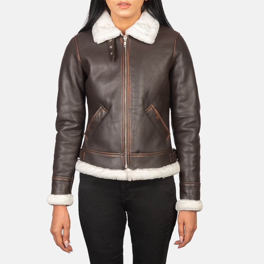 
Sherilyn B-3 Schwarz Leder-Bomberjacke für Damen – alternate product view 4