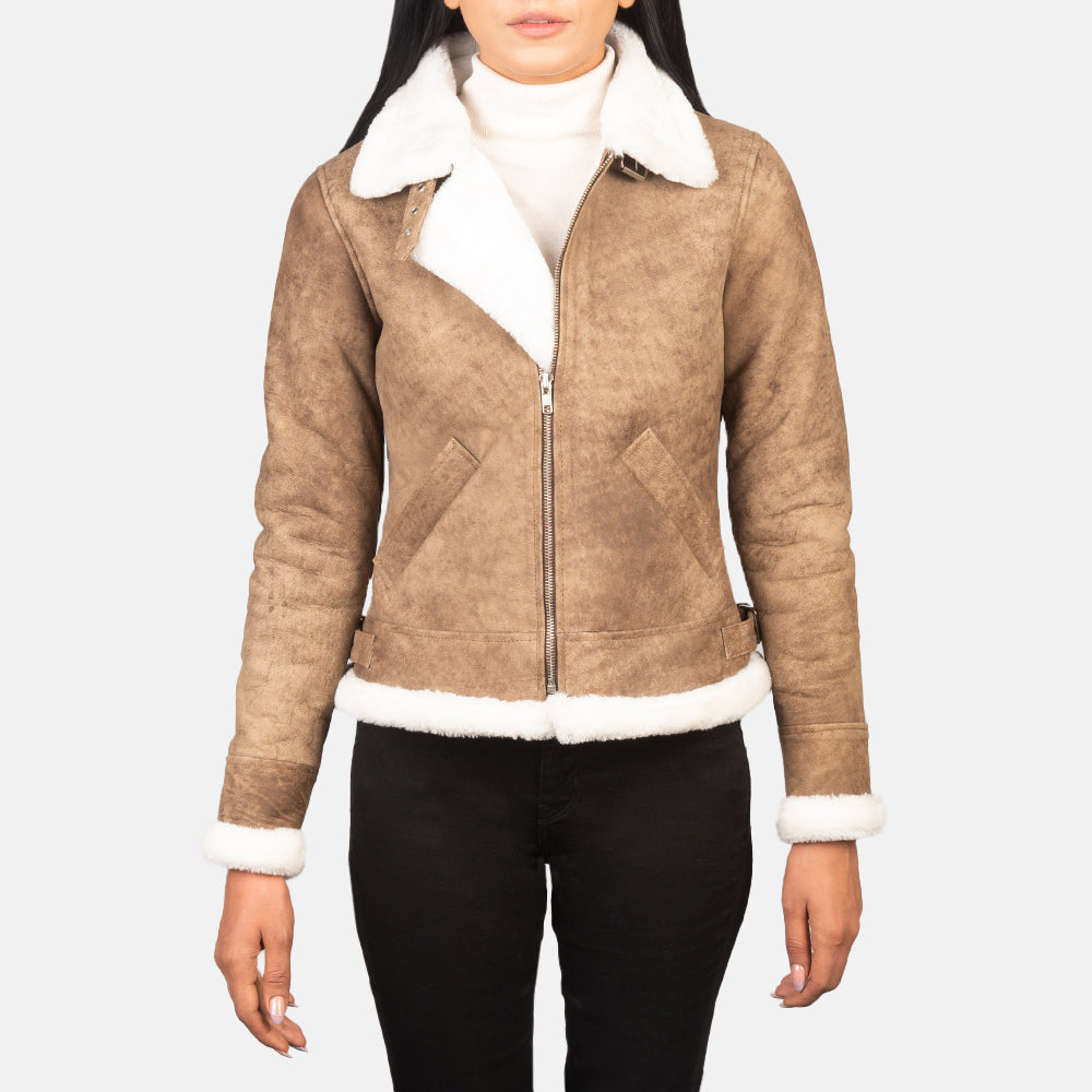 
Sherilyn B-3 Schwarz Leder-Bomberjacke für Damen – alternate product view 1
