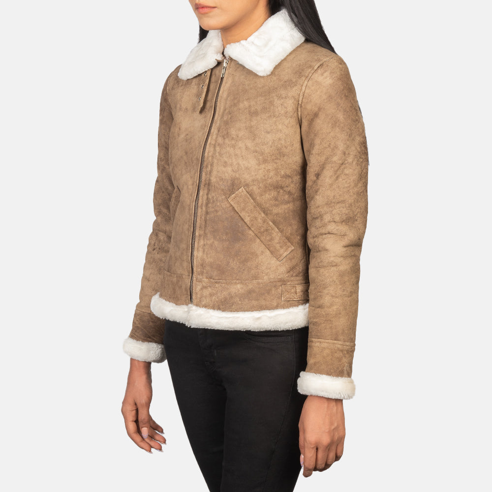 
Sherilyn B-3 Schwarz Leder-Bomberjacke für Damen – alternate product view 2