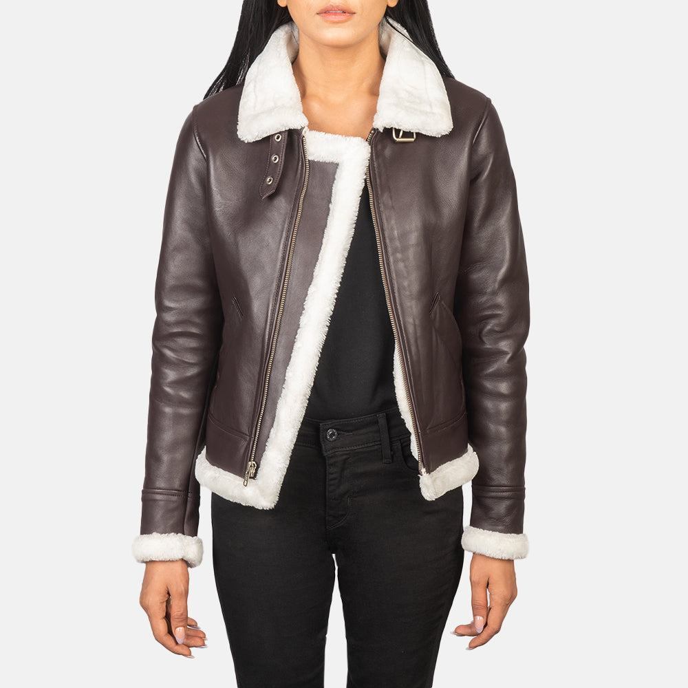 
Sherilyn B-3 Schwarz Leder-Bomberjacke für Damen – alternate product view 1