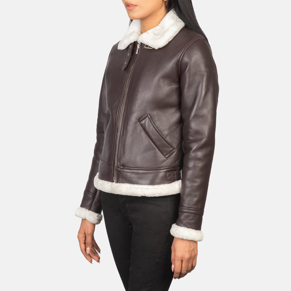 
Sherilyn B-3 Schwarz Leder-Bomberjacke für Damen – alternate product view 2