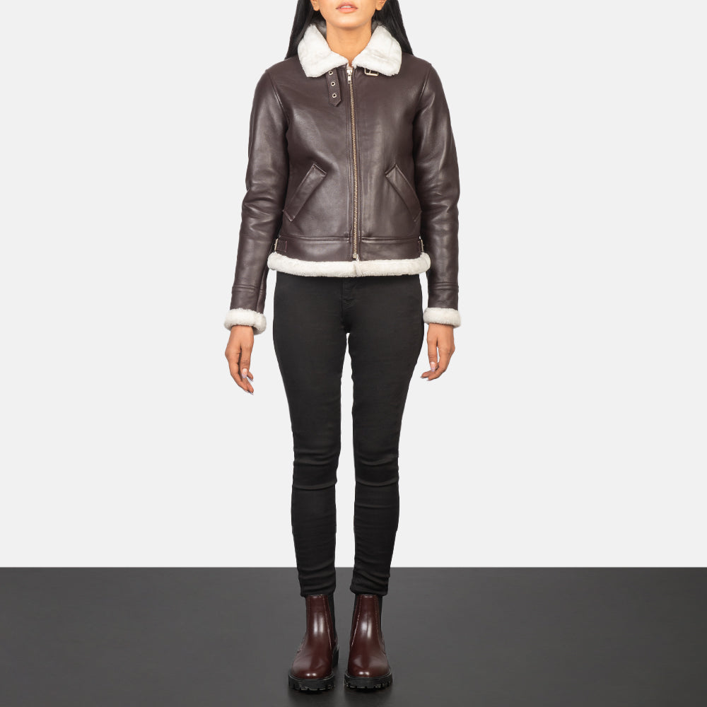 
Sherilyn B-3 Schwarz Leder-Bomberjacke für Damen – alternate product view 3