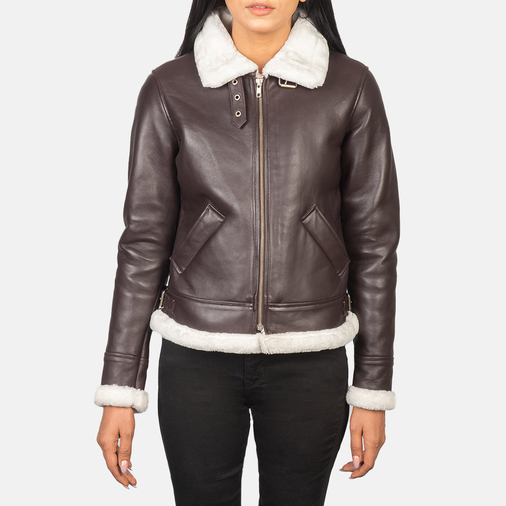 
Sherilyn B-3 Schwarz Leder-Bomberjacke für Damen – alternate product view 4