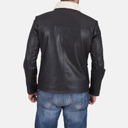 Snow Cole Schwarz Lederjacke für Herren - Seitenansicht mit ergonomischem Ärmelschnitt