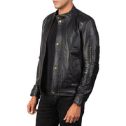 Black Sheepskin Leather Biker Jacket - Rückansicht mit passgenauen Schultern &amp; sauberem Saum