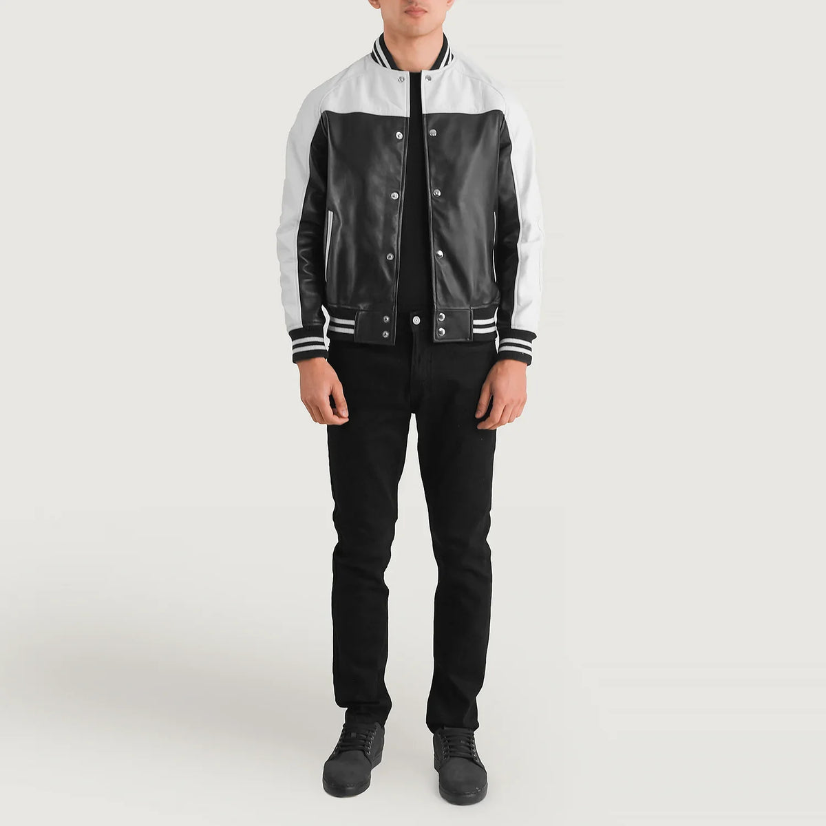 
Terrance Schwarz Varsity Lederjacke für Herren – alternate product view 3
