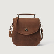 
The Sandra Vintage Hellbraun Leather Saddle Bag For Women in Tan Full Grain Naturally Milled Cowhide Leather. - Full Exterior Vorderansicht & maßgeschneiderte Silhouette | Online Kaufen