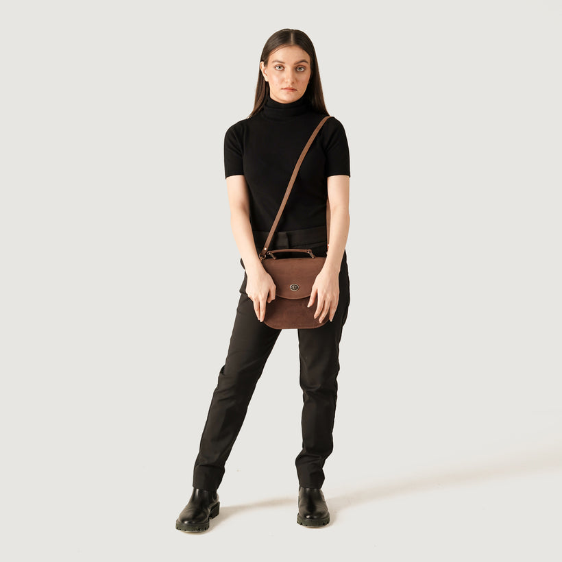 The Sandra Vintage Hellbraun Leather Saddle Bag