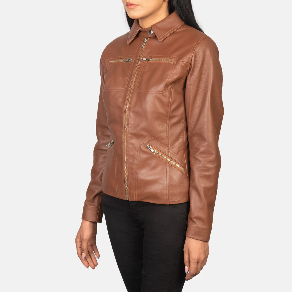 
Tomachi Rot Lederjacke für Damen – alternate product view 2