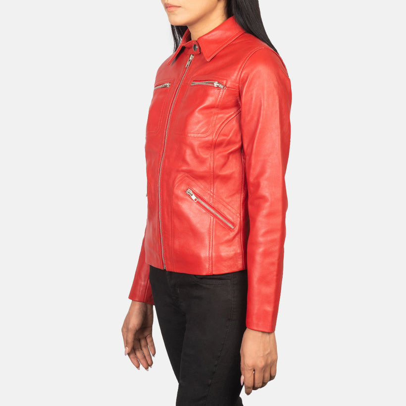 Tomachi Rot Lederjacke für Damen