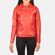 
Detailansicht of Shirt with Snap Button & Zipper Hardware on Tomachi Red Leather Jacket