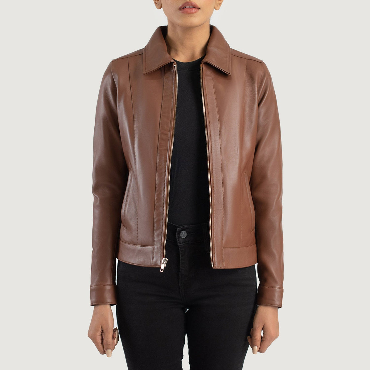Vixen Classic Collar Lederjacke für Damen – Zusätzliche Produktansicht 1
