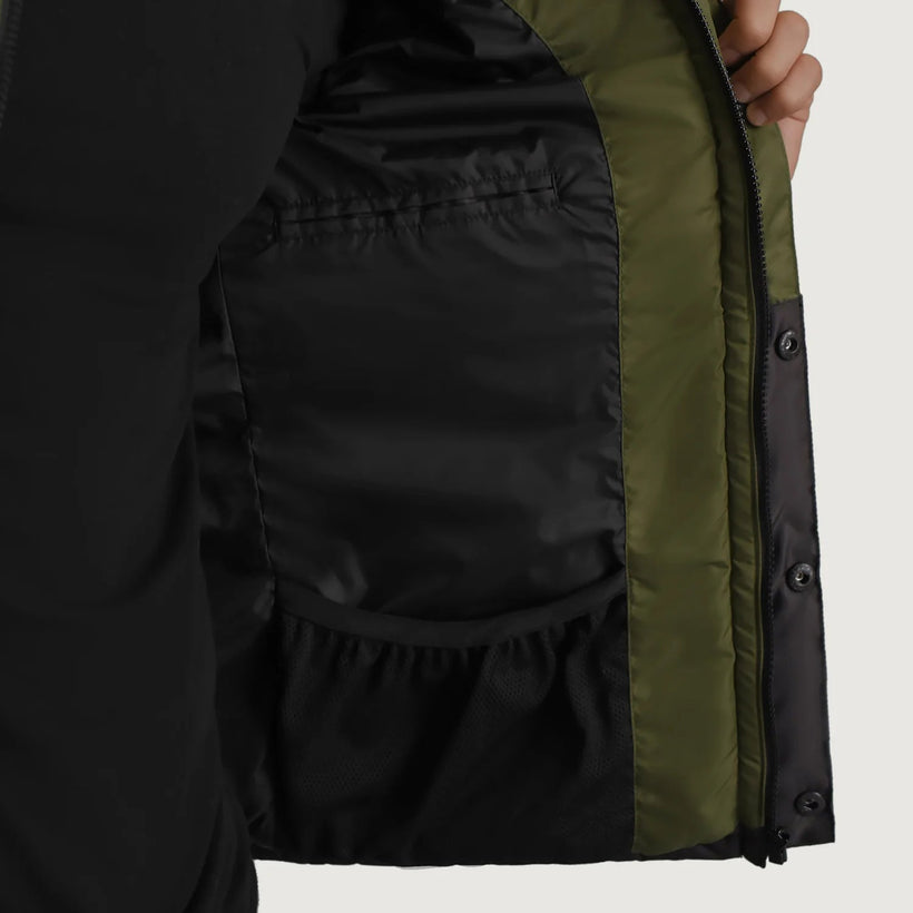 Wayne Schwarz & Grün Hooded Puffer Lederjacke für Herren