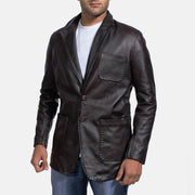 Men's Wine Schwarz Lederblazer für Herren in Dark Brown Cow Hide Leather - Vorderansicht &amp; maßgeschneiderte Silhouette | Online Kaufen