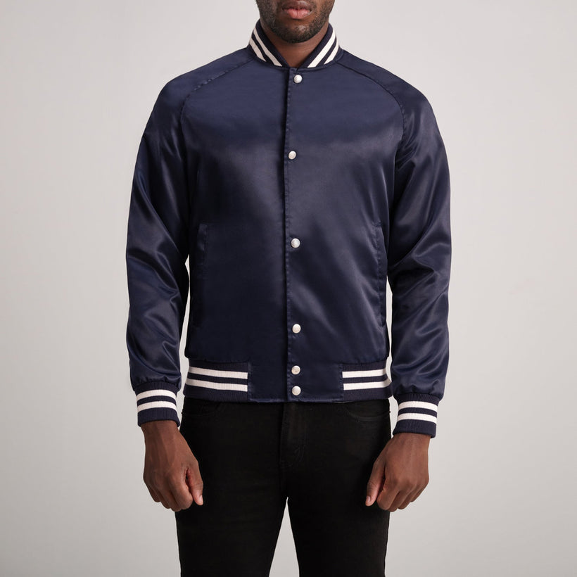 Xander Blau Varsity Lederjacke für Herren