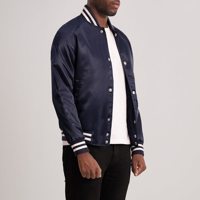 Xander Blau Varsity Lederjacke für Herren