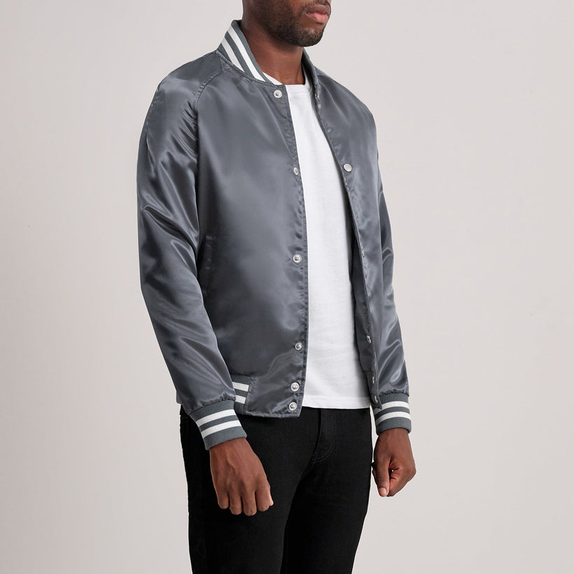 Xander Grau Varsity Lederjacke für Herren