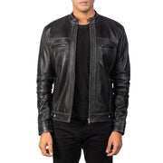 
Youngster Distressed Black Leather Jacket in Black Goatskin Snuffed - Vorderansicht & maßgeschneiderte Silhouette | Online Kaufen