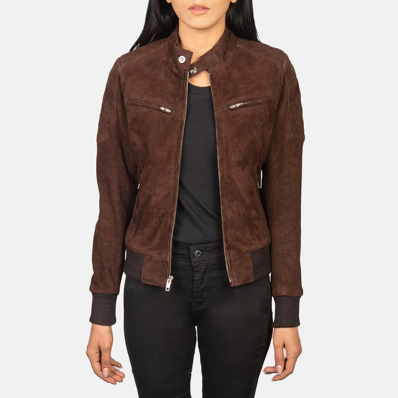 Zenna Leder-Bomberjacke für Damen