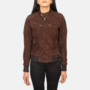 
Detailansicht of Band with Snap Button & Zipper Hardware on Zenna Mocha Suede Bomber Jacket