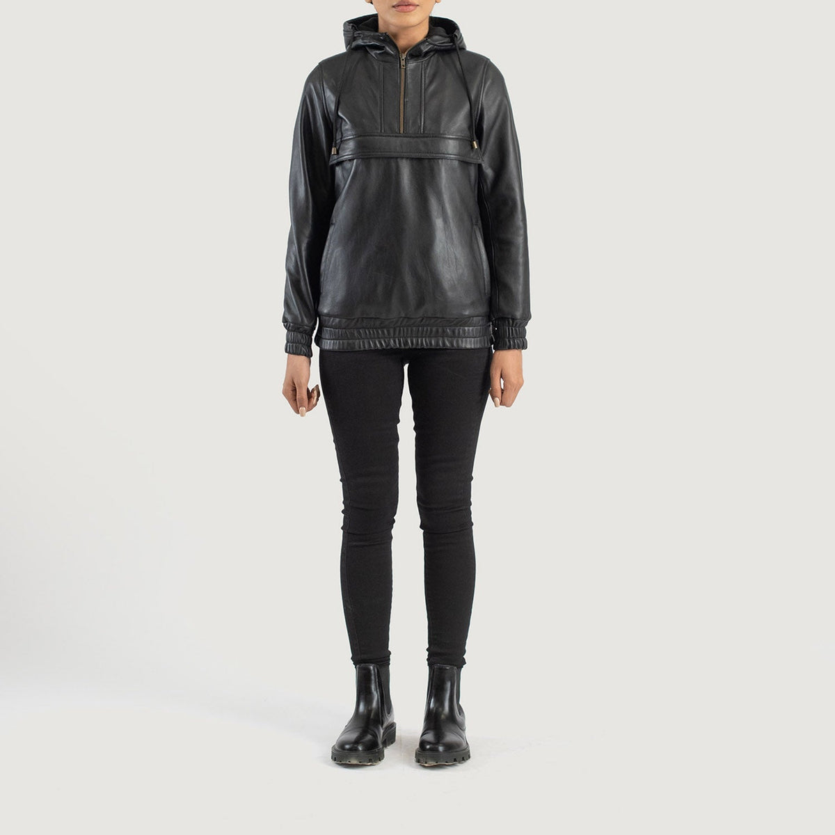 Zest Hooded Pullover Lederjacke für Damen – Zusätzliche Produktansicht 3