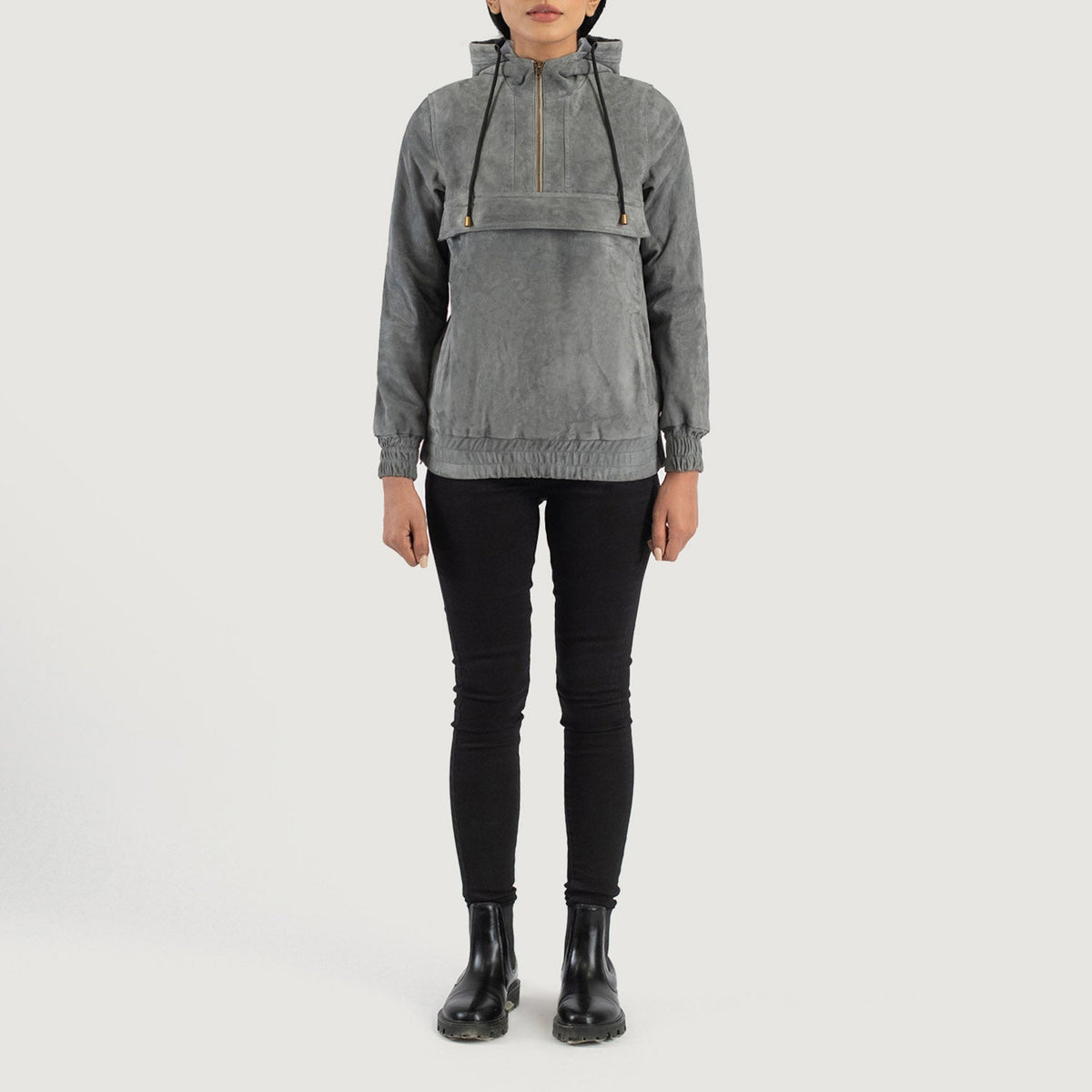 Zest Hooded Pullover Lederjacke für Damen – Zusätzliche Produktansicht 3